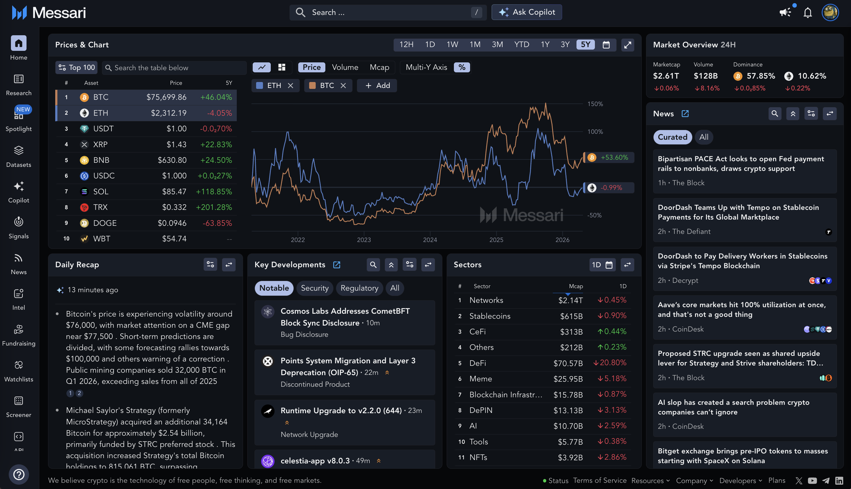 Messari Terminal preview